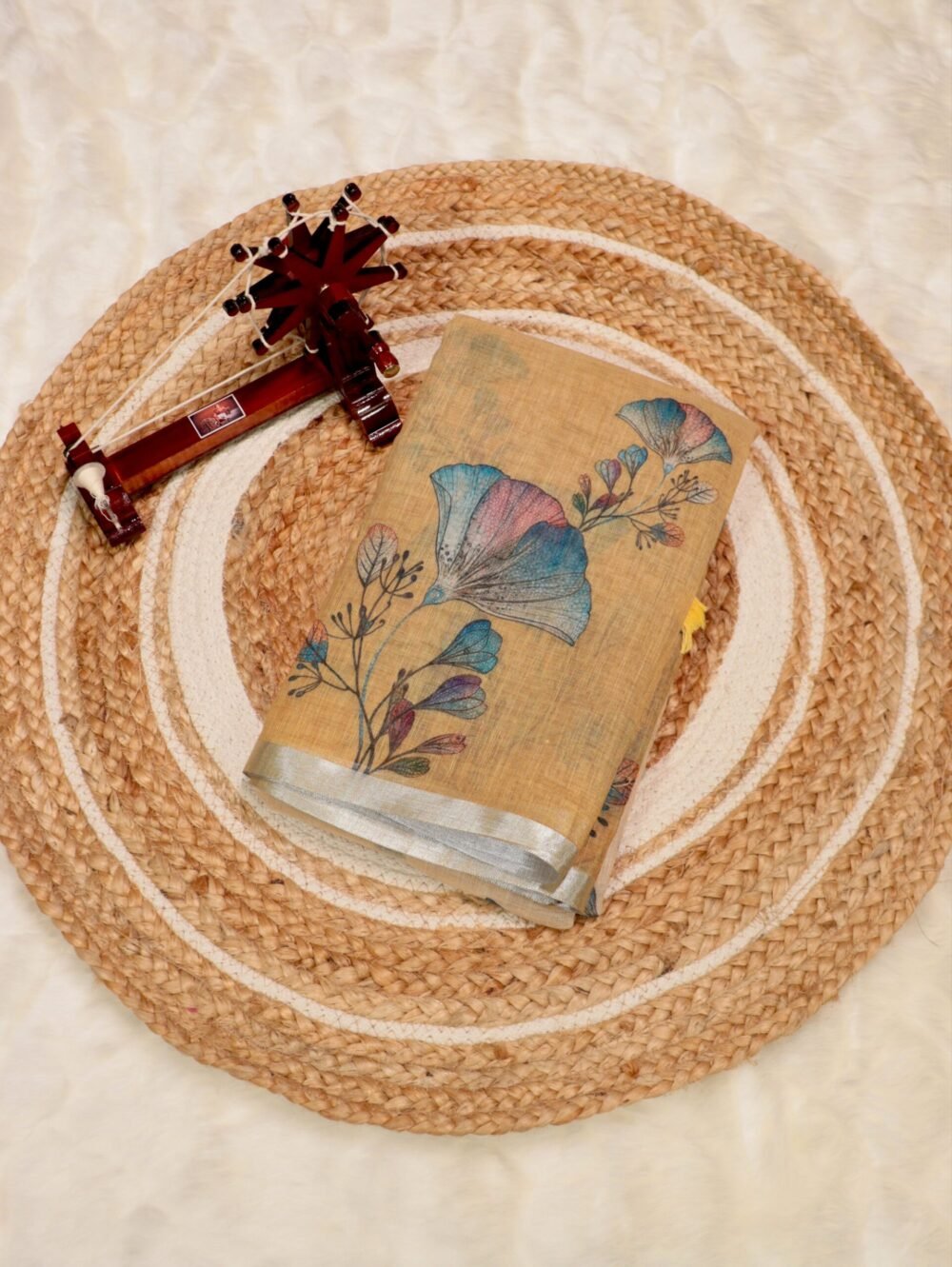 Premium Lenin Saree with Elegant border- Graceful Work and Casual Wear - Ihaara Studio saree