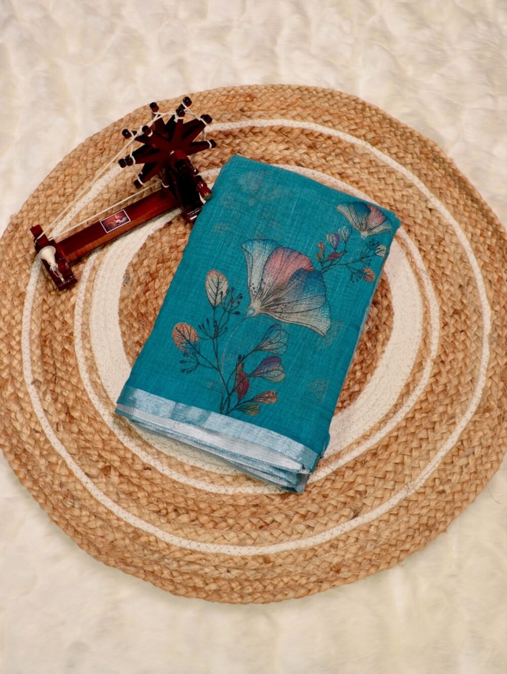 Premium Lenin Saree with Elegant border- Graceful Work and Casual Wear - Ihaara Studio saree