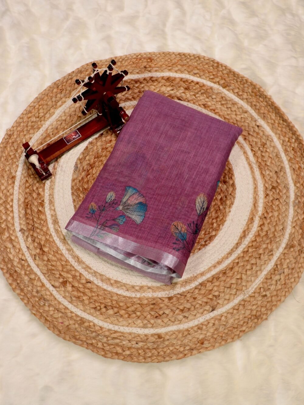 Premium Lenin Saree with Elegant border- Graceful Work and Casual Wear - Ihaara Studio saree