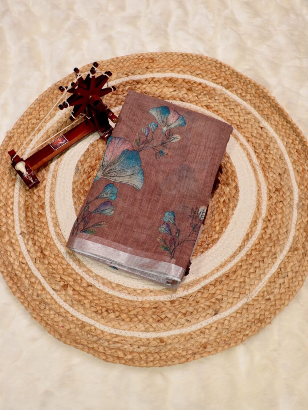 Premium Lenin Saree with Elegant border- Graceful Work and Casual Wear - Ihaara Studio saree