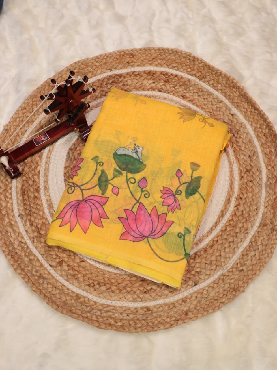 Sunshine Yellow Pichwai Lenin Saree