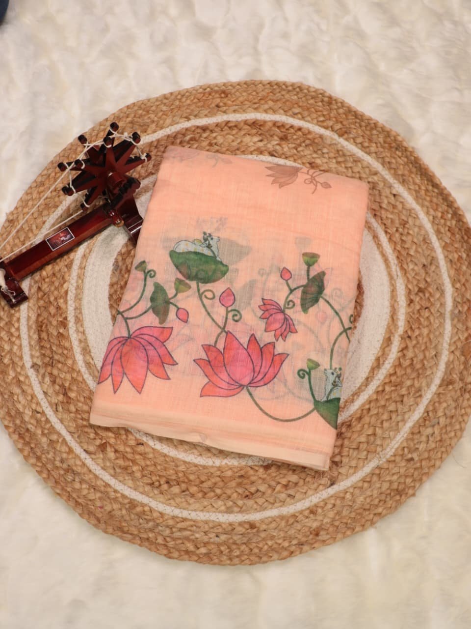 Blush Peach Pichwai Lenin Saree